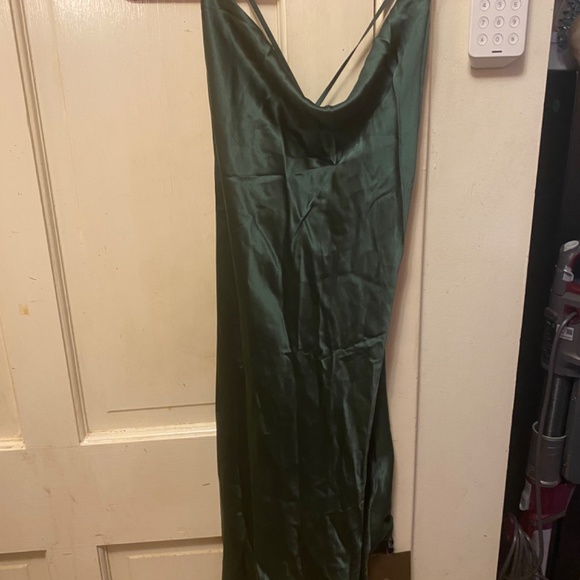 Gentle Herd Silk Cowl Neck Slip Dress Forrest Green XXL - Picture 2 of 2